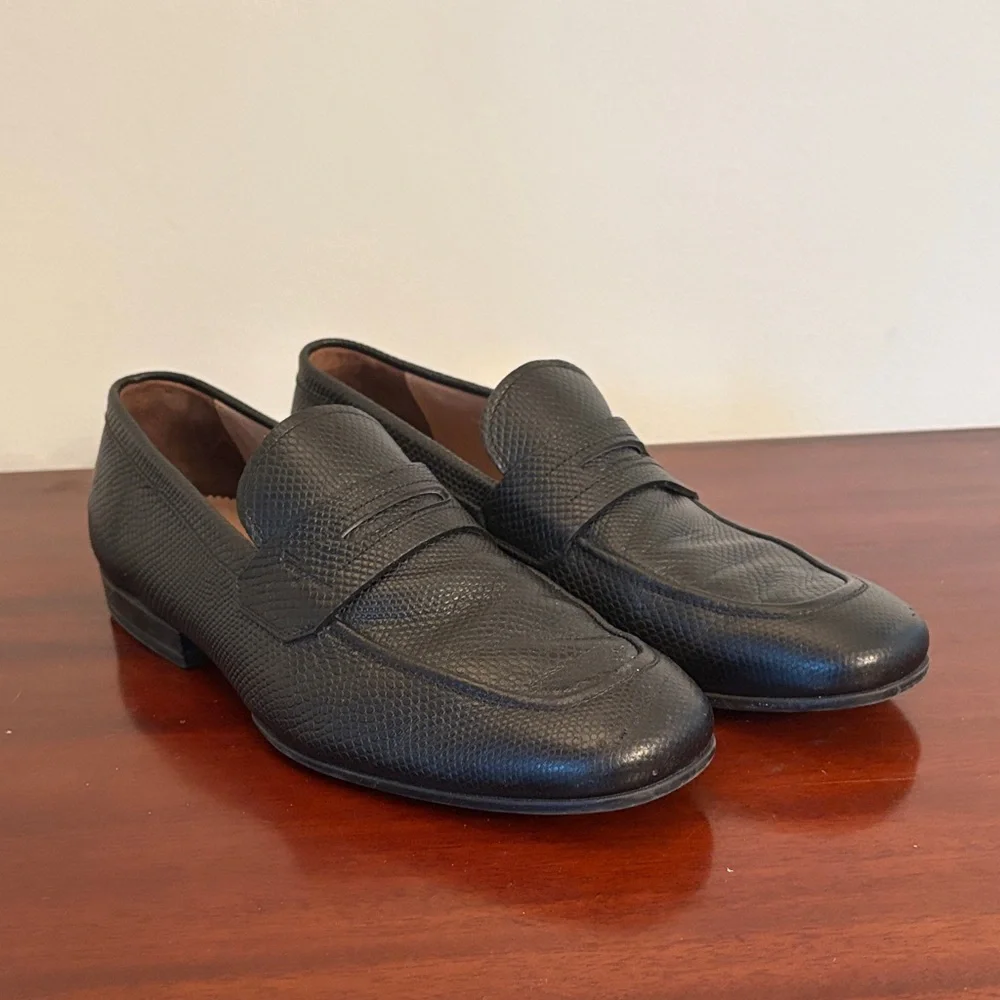 Salvatore Ferragamo Textured Black Loafers - Picture 1 of 6